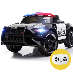 ROVO KIDS Ride-On Car Mustang Children Police Patrol Electric Toy w/ Remote Control Black/White